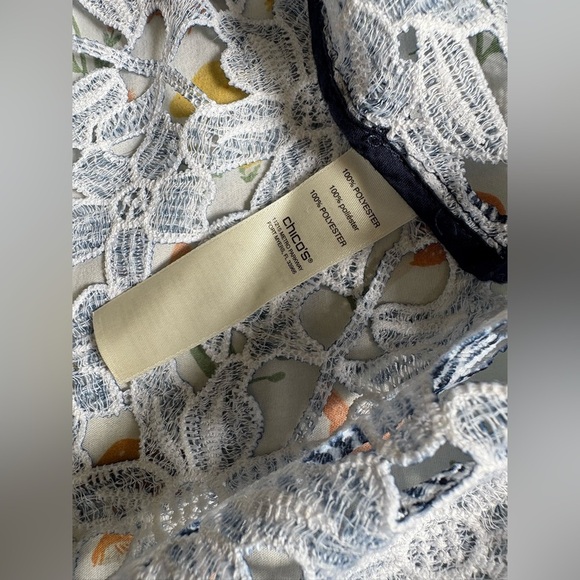 Chico’s lace cardigan jacket blue size 2x scalloped hems - Picture 10 of 11